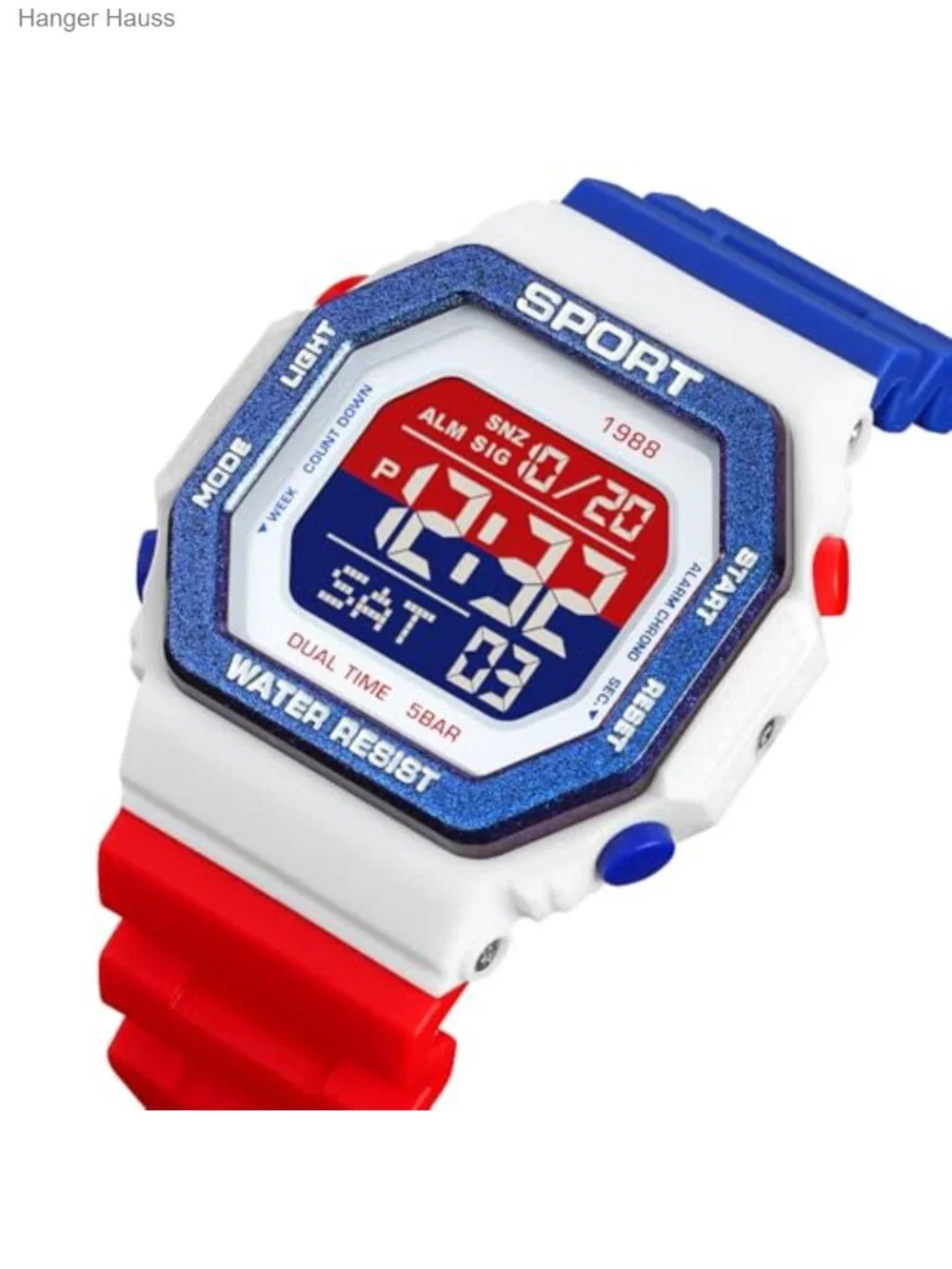 Digital Sports Watch 50M Water Resistant Dual Time Stopwatch
